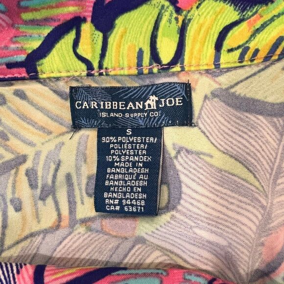 Caribbean Joe Floral V-Neck Dress S Palm Print - Picture 3 of 4